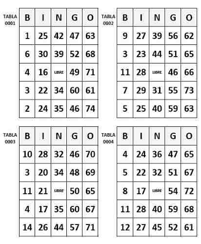 Imprimir Cartones De Bingo Pdf
